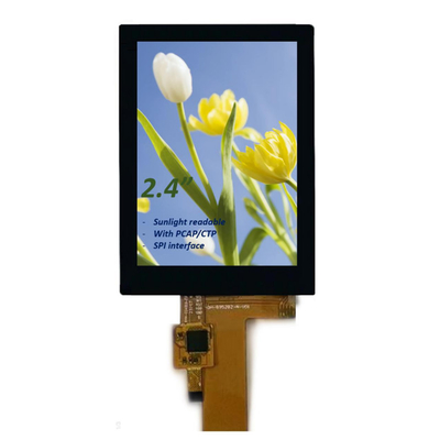 2.4 pulgadas PCAP TFT pantalla LCD legible a la luz solar, 15 pin SPI 2.4 pulgadas todo ángulo de visión TFT LCD con CTP