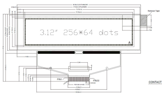 UG-5664ASWEF01 3.12" 256*64 puntos módulo de pantalla OLED con interfaz SPI/paralelo/I2C