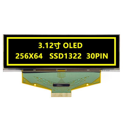 3Módulo de pantalla OLED de grado industrial de.12 pulgadas- 256x64 píxeles, 30 pines con interfaces SPI, I2C