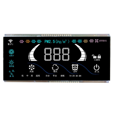 Display LCD de 7 segmentos personalizado Máquina de desinfección de aniones de ozono, controlador de aire fresco, LCD de fondo negro VA