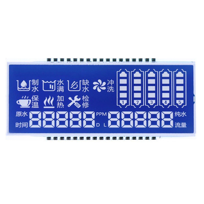 Panel LCD STN personalizado, modo azul STN / fondo de caracteres blancos / pantalla de fuentes, conexión de pines metálicos
