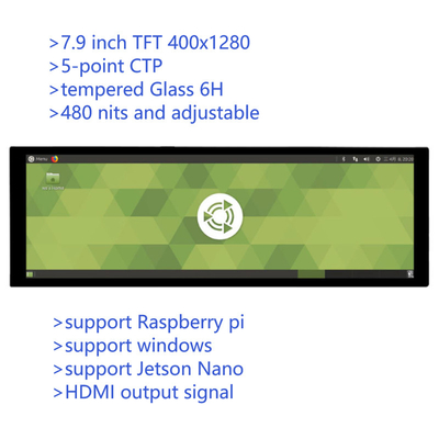 7.9 pulgadas tipo de barra extendida HD monitor Raspberry Pi 4a generación B Jetson Nano Display IPS con pantalla capacitiva