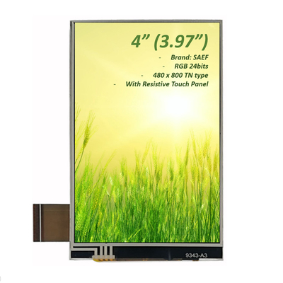 Pantalla táctil LCD de 4 pulgadas 480x800, pantalla TFT médica de 3.97 pulgadas y 4 pulgadas Interfaz RGB