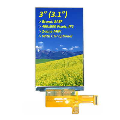 3 pulgadas 480x800 píxeles Industrial TFT Display, 3,1 pulgadas TFT LCD ST7701S IPS Display