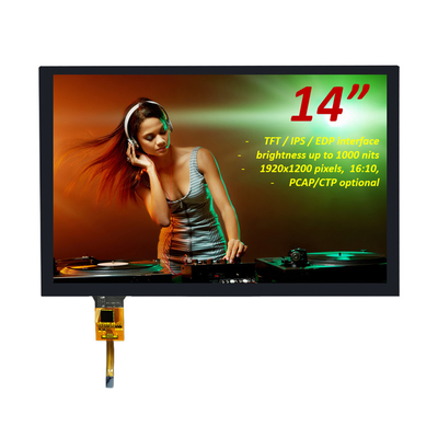 Display LCD TFT de 14 pulgadas 1920x1200 píxeles 16:10 Interfaz EDP con toque CTP