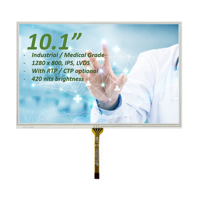 Pantalla táctil LCD resistiva de 10 pulgadas 1280x800 puntos de grado industrial / médico