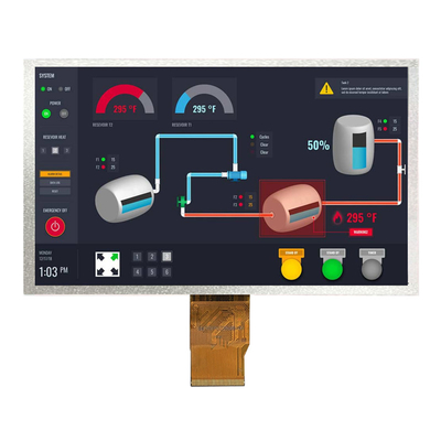 7 pulgadas de pantalla TFT LCD de amplia temperatura de funcionamiento RGB 1024x600 50 pines pantalla HMI