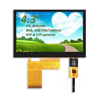 4.3 pulgadas TFT LCD Monitor RGB 800X480 ST7282 Dispositivo IC Modulo TFT LCD de visión completa