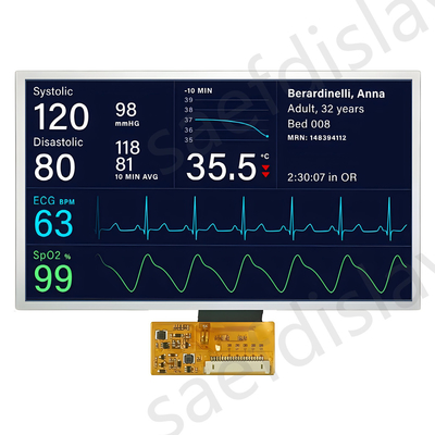 Display TFT de grado industrial de 7 pulgadas Interfaz LVDS 1000nits Rango de temperatura de funcionamiento muy amplio