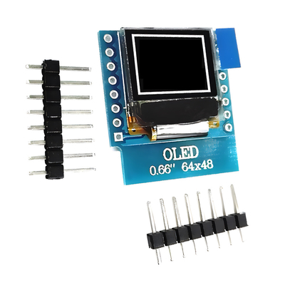 0.66 pulgadas IIC OLED Display 16 pin con 64x48 píxeles, fuentes blancas y azules Ultra baja potencia OLED Display