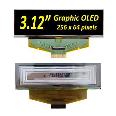 3Módulo de pantalla OLED de grado industrial de.12 pulgadas- 256x64 píxeles, 30 pines con interfaces SPI, I2C
