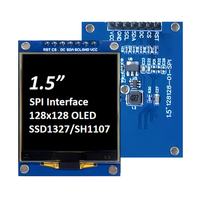 Pantalla OLED SPI de 1,5 pulgadas 128x128 Dot Matrix SSD1327/SH1107G Fuentes blancas y azules Módulo de 7 pines