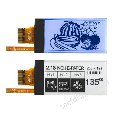 Pantalla E-ink de 2.13" con Luz Frontal | 122×250 | Refresco Parcial de 0.3s | Interfaz SPI | CTP Personalizado