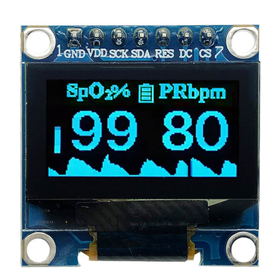 0.96 pulgadas SSD1306 controlador 7 pines Fuentes blancas y azules SPI OLED pantalla 128x64 3V PMOLED