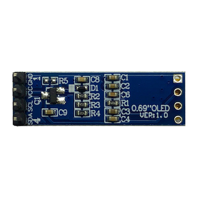 4 pulgada I2C IIC SSD1306 3V 5V del módulo 0,69 de la exhibición de los pernos 96x16 OLED compatible