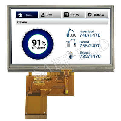4,3" interfaz completo del RGB del ángulo de visión de la pantalla 480x272 IPS del LCD TFT de la pulgada con la pantalla resistente del LCD TFT del panel táctil