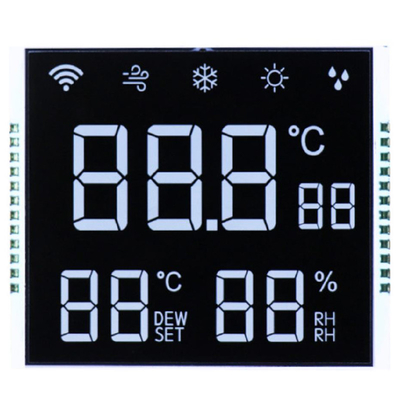 Display LCD de segmento VA personalizado 12:00 Dirección de visualización Tarea/Bias 1/4 Tarea Ultrabaja 2μA Consumo -20°C a 70°C Operación